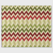 3-D Illusion Zig Zag in warme kerstkleuren Cadeaupapier (Vlak)