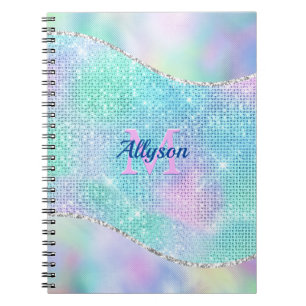 3-D Monogram, naam, Iridescent Sparkle Notitieboek