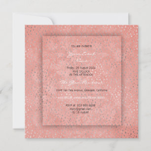 3-D Peach Coral Silver Stars Damask Vrijgezellenfe Kaart