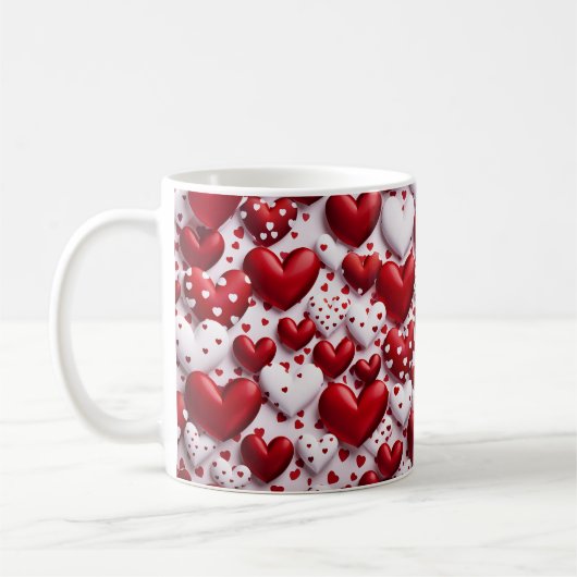 3-D Valentine Coeur Design Céramique Mug (Gauche)