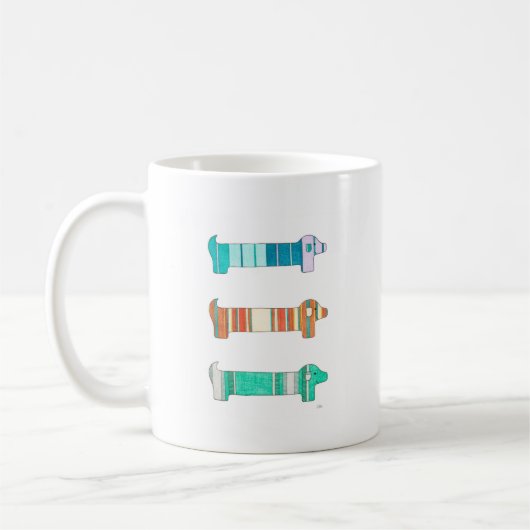 3 Dachshund Color Study #1 Coffee Mug (Gauche)
