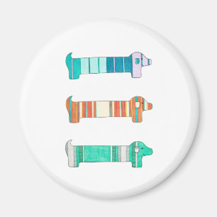 3 Dachshund Color Study #1 Magnet Magneet