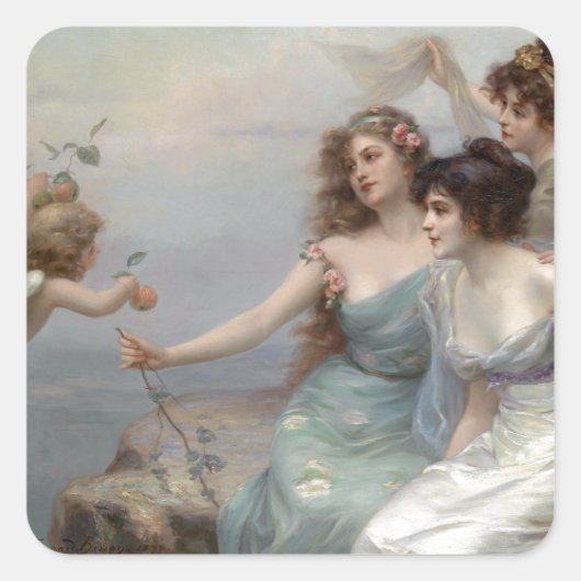 3 Dames en heren Vierkante Sticker (Voorkant)