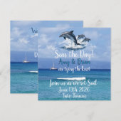 3 Dauphins Invitation de Mariage Océan Fait de la (Devant / Derrière)