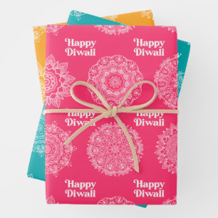 3 Dessins Diwali Rangoli Envelopper des feuilles d