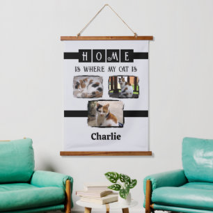 3 Dierlijke foto collage grijs zwart Hangend Wandkleed