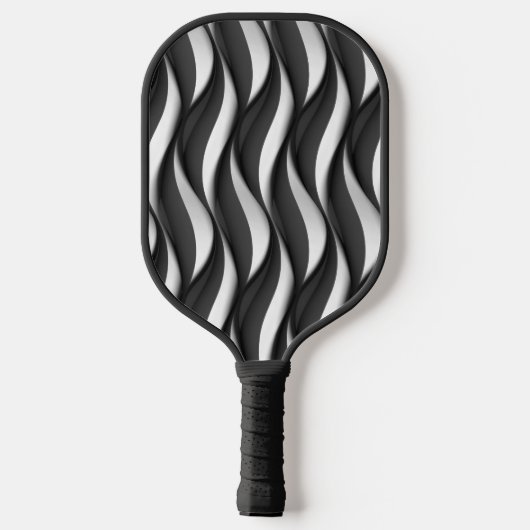 3 Dimensionale Wavy Zwart-wit Patroon Pickleball Paddle (Achterkant)
