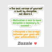 3 Discipline Over Motivation Quotes | Stickers  (Feuille)