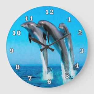 3 Dolphins Clock Grote Klok