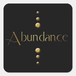 3 Dot Gold Block Abundance & Black Background Vierkante Sticker