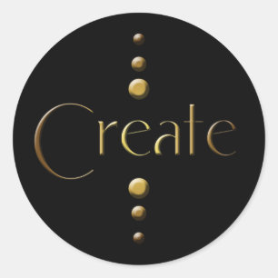 3 Dot Gold Block Creëer & zwarte achtergrond Ronde Sticker