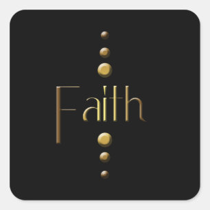 3 Dot Gold Block Faith & Zwarte Achtergrond Vierkante Sticker
