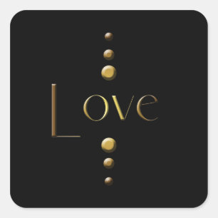 3 Dot Gold Block Liefde & Zwarte Achtergrond Vierkante Sticker