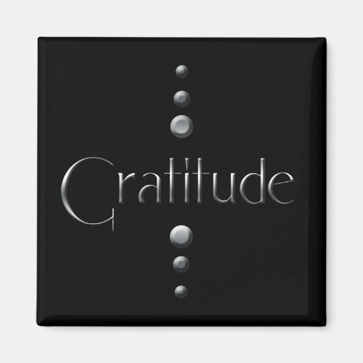 3 Dot Zilveren Blok Dankbaarheid & Zwarte Achtergr Magneet (Voorkant)