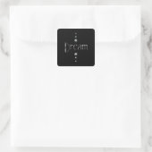 3 Dot Zilveren Blok Droom & Zwarte Achtergrond Vierkante Sticker (Tas)