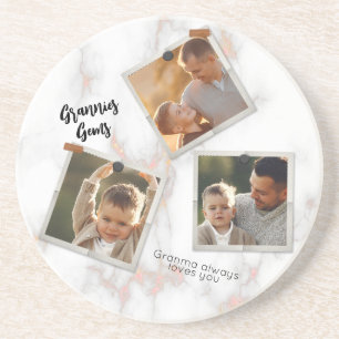 3 Drie foto's Moderne Elegant Collage Family Love Zandsteen Onderzetter
