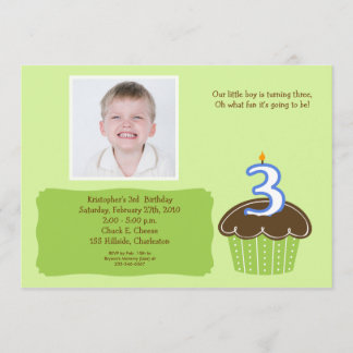 3 DRIE JAAR LEDEN PHOTO BIRTHDAY INVITE KAART