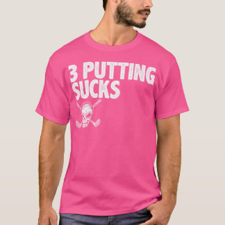 3 Drie putten zuigt schedel en gekruiste golfclubs T-shirt