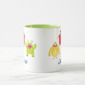 3 Drôle Monstres Cartoon, Nom De L'Enfant Vs 2 Mug (Centre)