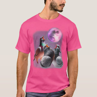 3 Duiven Huilend naar de Maan Grappige Duif Vogel T-shirt