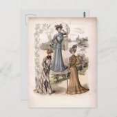 3 Edwardian Damas in Park  Mode Briefkaart (Voorkant / Achterkant)