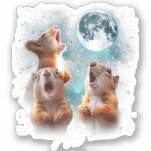 3 Eekhoorn Maan Howling Eekhoorn Hoofd Grappig Sticker