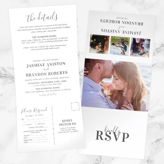 3 en 1 Invitation de mariage triptyque élégante av