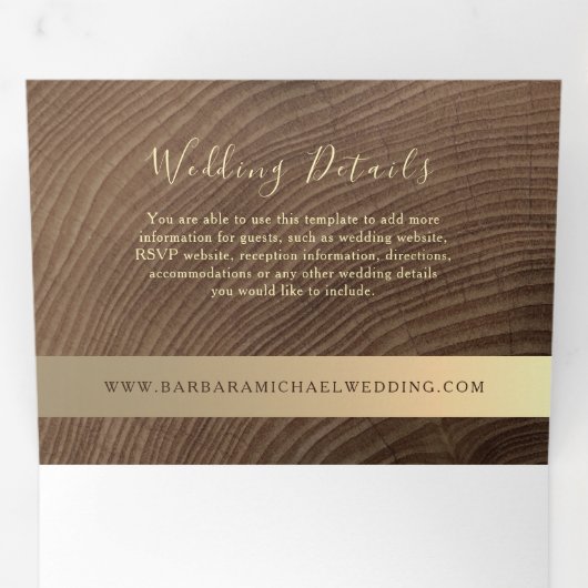 3 en 1 Invitation triplée Mariage de bois (Intérieur en premier)