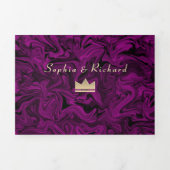 3 en 1 Mariage photo violet triple invitation (Page de couverture)