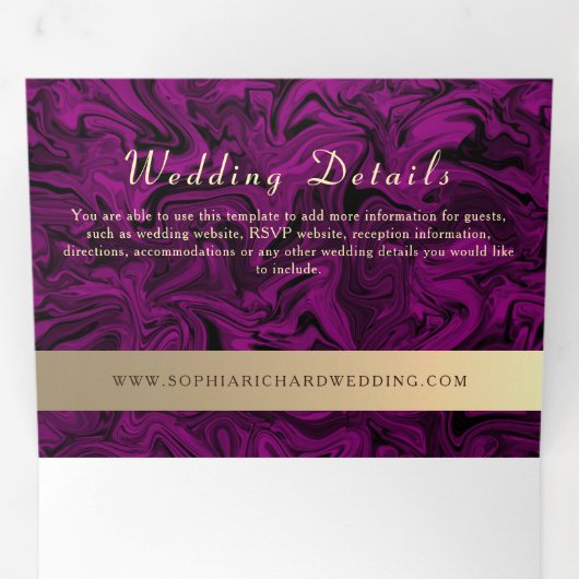 3 en 1 Mariage photo violet triple invitation (Intérieur en premier)