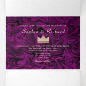 3 en 1 Mariage photo violet triple invitation (Intérieur au milieu)