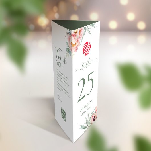 3 en 1 Numéro de tableau, Menu et carte de remerci