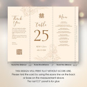 3 en 1 Numéro de tableau, Menu et carte de remerci