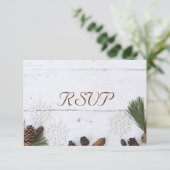3 Entree Choice Winter Pinecone en Snowflake RSVP (Staand voorkant)
