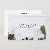 3 Entree Choice Winter Pinecone en Snowflake RSVP (Voorkant / Achterkant)