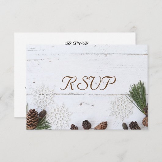 3 Entree Choice Winter Pinecone en Snowflake RSVP (Voorkant / Achterkant)