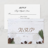 3 Entree Choice Winter Pinecone en Snowflake RSVP Kaartje (Voorkant / Achterkant)