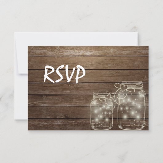 3 Entree Choices Rustic Mason Jar Wedding Response RSVP Kaartje (Voorkant)