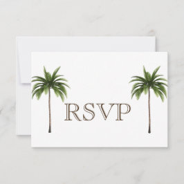 3 Entree Tropical Palm Tree Menu RSVP Weddenkaart Kaart