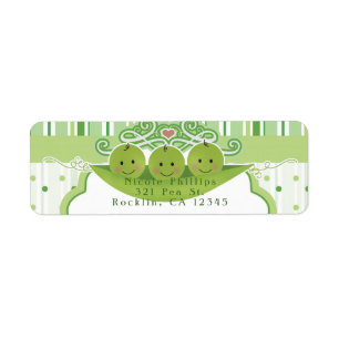 3 Erwten in een Pod Triplets Baby shower Invitatio Etiket
