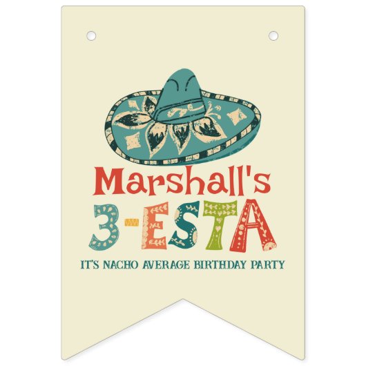 3-Esta Drie Esta Fiesta Derde verjaardag Vlaggetjes (Eerste vlag)