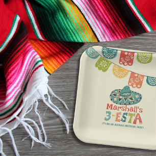 3-Esta gepersonaliseerde Sombrero verjaardagsfeest Papieren Bordje