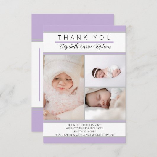 3 Faire-part de naissance de Baby shower de lavand (Devant / Derrière)