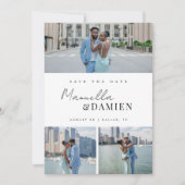 3 favoriete foto's | Moderne script QR-code trouwk Save The Date (Voorkant)