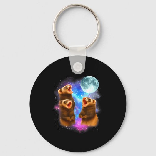 3 Ferret Moon Howling Ferrets Funny For Men, Women Sleutelhanger (Voorkant)