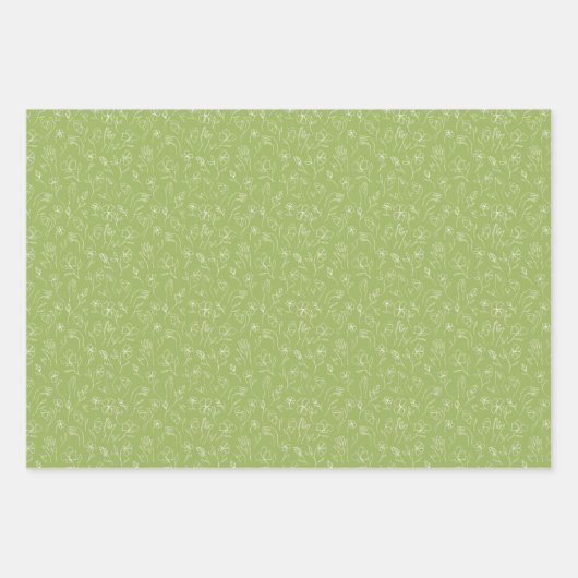 3 feuilles ASL Flowers - blanc, dos et vert (Devant 3)