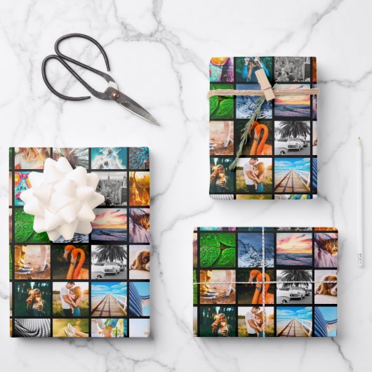 3 feuilles Carré photo Papier noir enveloppant (Recto)