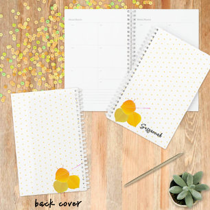 3 Feuilles d'Aspens Jaunes sur Motif de points Pol