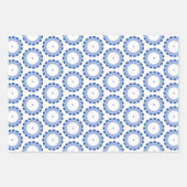 3 feuilles de design bleu et blanc cercle motif (Devant 3)