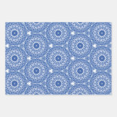 3 feuilles de design bleu et blanc cercle motif (Devant)